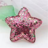 Glitter Bling Power Heart Stars Fabric Button Patch Sticker 50pcs