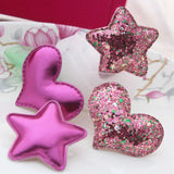 Glitter Bling Power Heart Stars Fabric Button Patch Sticker 50pcs
