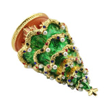 Hand Painted Vintage Style Christmas Tree Enameled Jewelry Trinket Box