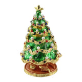 Hand Painted Vintage Style Christmas Tree Enameled Jewelry Trinket Box