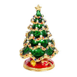 Hand Painted Vintage Style Christmas Tree Enameled Jewelry Trinket Box