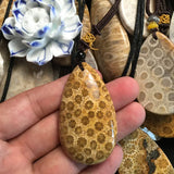 Chrysanthemum Stone Pendant Necklace for Women Men Crystal Jewelry