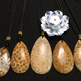 Chrysanthemum Stone Pendant Necklace for Women Men Crystal Jewelry