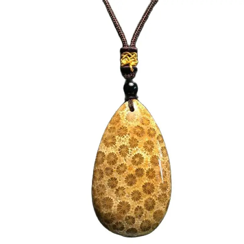 Chrysanthemum Stone Pendant Necklace for Women Men Crystal Jewelry