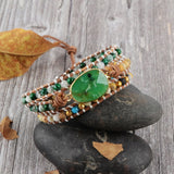 Chrysoprases Women Wrap Bracelet Green Jades Beaded Bracelet