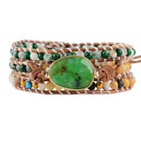 Chrysoprases Women Wrap Bracelet Green Jades Beaded Bracelet