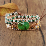 Chrysoprases Women Wrap Bracelet Green Jades Beaded Bracelet