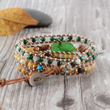 Chrysoprases Women Wrap Bracelet Green Jades Beaded Bracelet