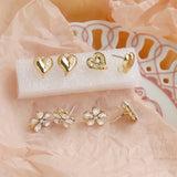 Chubby Love and Sparkling Flower Belt Pendant Earrings Retro Earrings