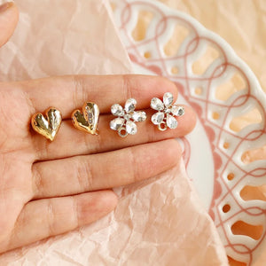 Chubby Love and Sparkling Flower Belt Pendant Earrings Retro Earrings