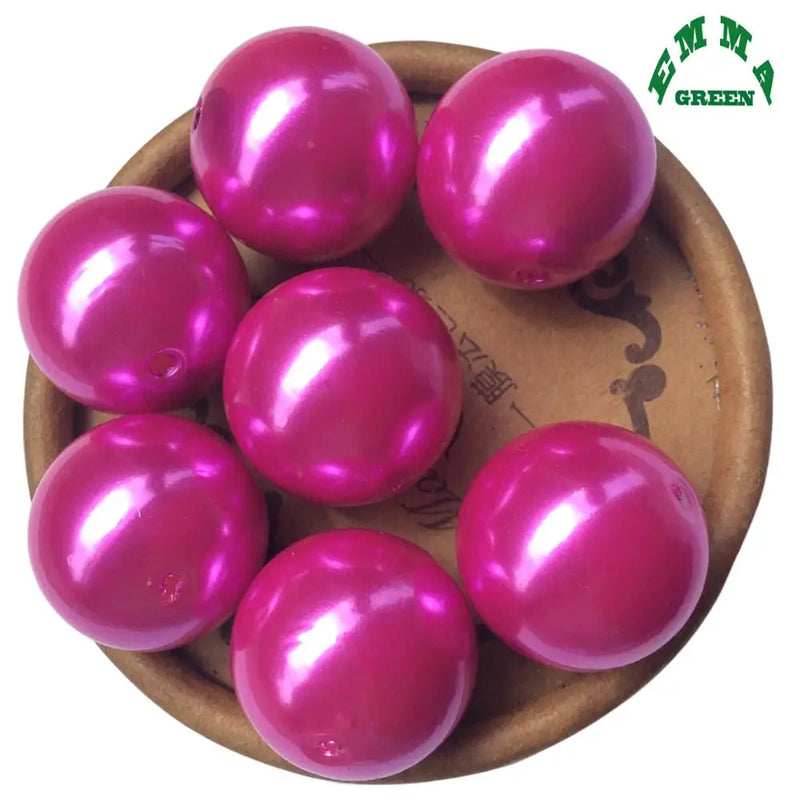 Chunky Beads for Kids Pearl Beads Round Beads Loose Bead A10 Hot Pink Beads