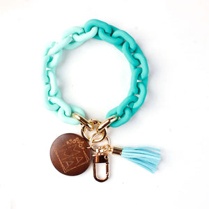 Chunky Chain Link Wristlet Keychain Boho Modern Acrylic Resin Key Rings