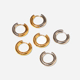Chunky 4MM Stainless Steel Hoop Earrings PVD Plating 18k Silver
