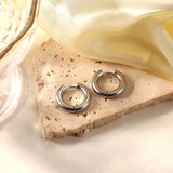 Chunky 4MM Stainless Steel Hoop Earrings PVD Plating 18k Silver