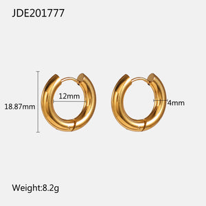 Chunky 4MM Stainless Steel Hoop Earrings PVD Plating 18k Silver