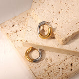 Chunky 4MM Stainless Steel Hoop Earrings PVD Plating 18k Silver