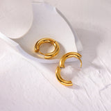Chunky 4MM Stainless Steel Hoop Earrings PVD Plating 18k Silver