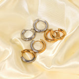 Chunky 4MM Stainless Steel Hoop Earrings PVD Plating 18k Silver