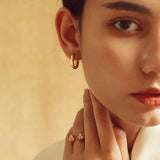 Chunky 4MM Stainless Steel Hoop Earrings PVD Plating 18k Silver