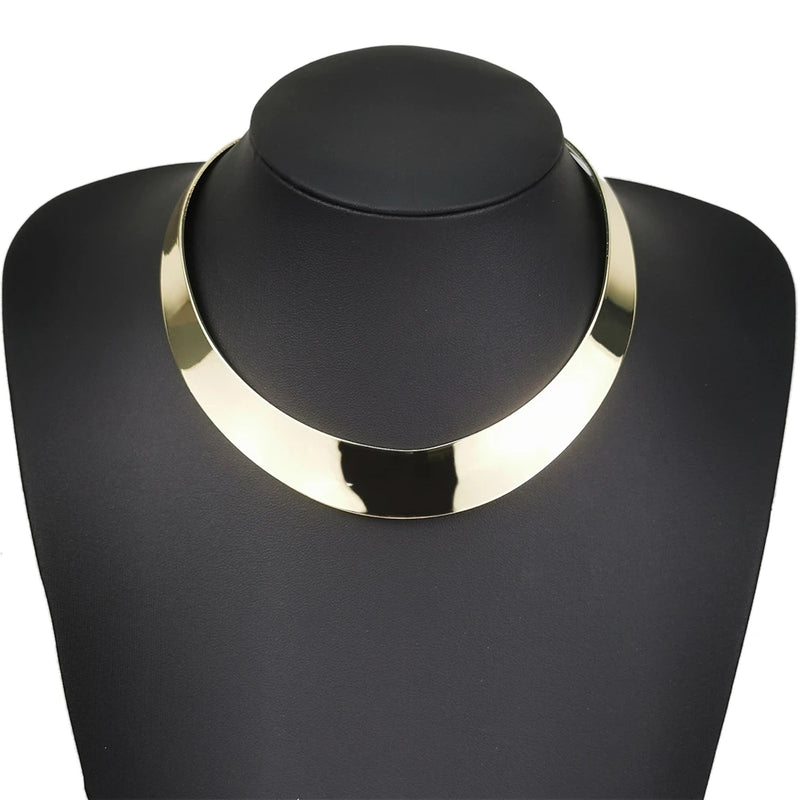 Chunky Collar Choker Necklace Metal Neck Fit Torques Statement Jewelry