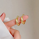 Chunky Hoop Earrings 18k Plated Twisted Huggie Drop Earrings