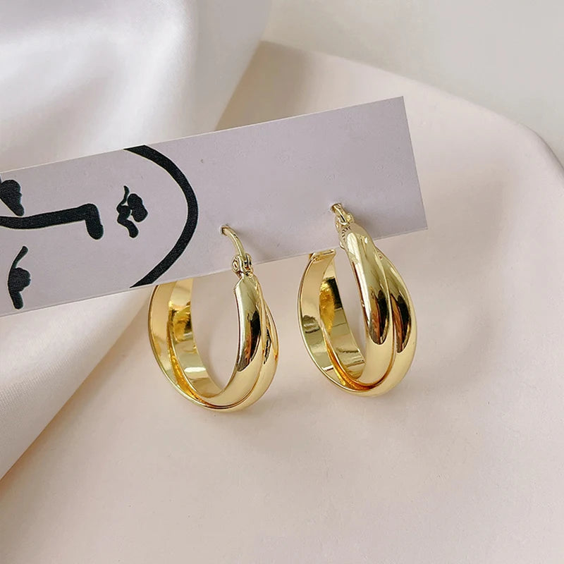 Chunky Hoop Earrings 18k Plated Twisted Huggie Drop Earrings
