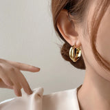 Chunky Hoop Earrings 18k Plated Twisted Huggie Drop Earrings