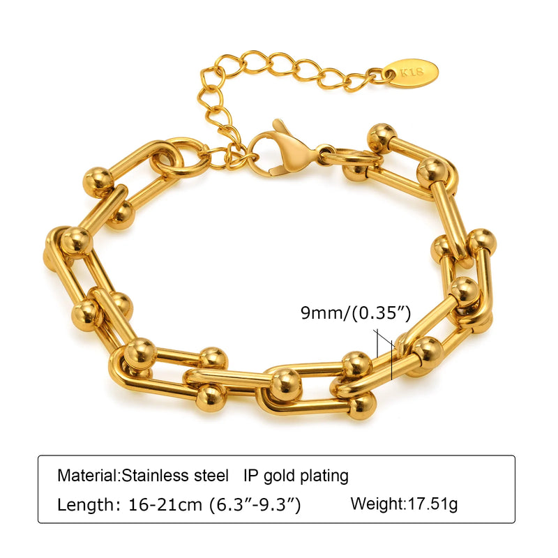 Chunky Horseshoe Chain U Link Bracelet Stainless Steel