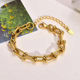 Chunky Horseshoe Chain U Link Bracelet Stainless Steel