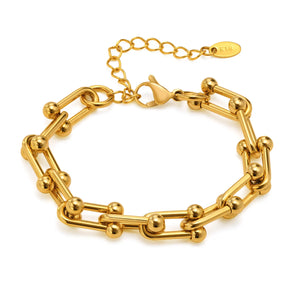 Chunky Horseshoe Chain U Link Bracelet Stainless Steel