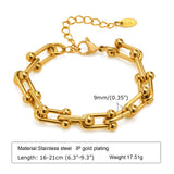 Chunky Horseshoe Chain U Link Bracelet Stainless Steel