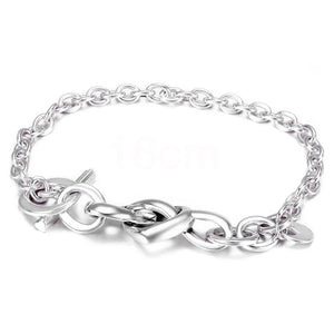 Chunky Infinity Heart Stars Love Links Bracelet 925 Silver Bangle