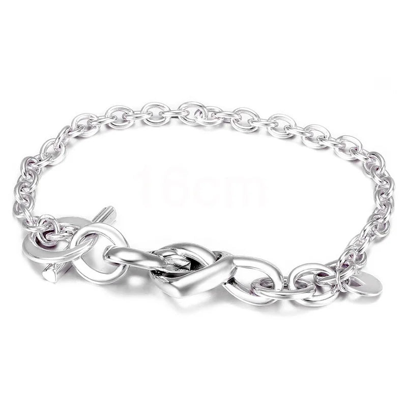 Chunky Infinity Heart Stars Love Links Bracelet 925 Silver Bangle