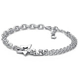 Chunky Infinity Heart Stars Love Links Bracelet 925 Silver Bangle