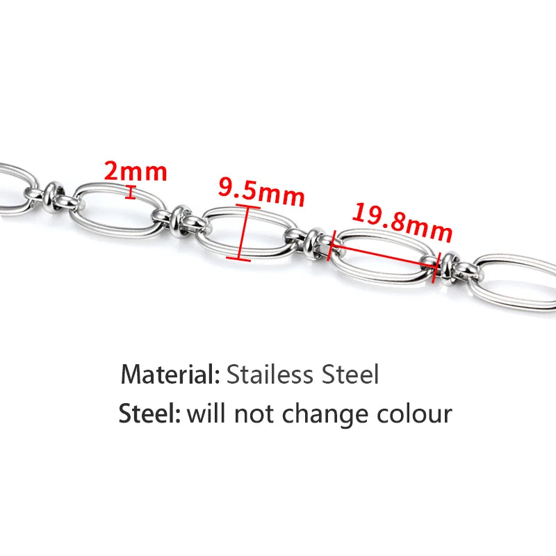Chunky Knotted Chain STAINLESS STEEL Rope Knot Necklace Cable Oval Bracelet