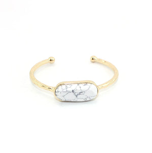 Chunky Marble Stone Charm Cuff Bangle for Women