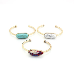Chunky Marble Stone Charm Cuff Bangle for Women