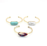 Chunky Marble Stone Charm Cuff Bangle for Women