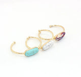 Chunky Marble Stone Charm Cuff Bangle for Women