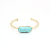 Chunky Marble Stone Charm Cuff Bangle for Women
