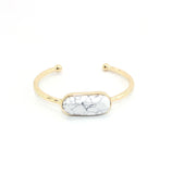 Chunky Marble Stone Charm Cuff Bangle for Women