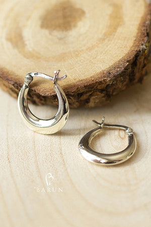 Sterling Silver Chunky Oval Hoop Earrings, Thick Dangle Drop Earrings
