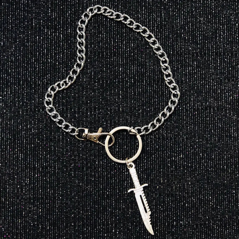 Chunky Pant Chains Dagger Pendant Side Waist Chains