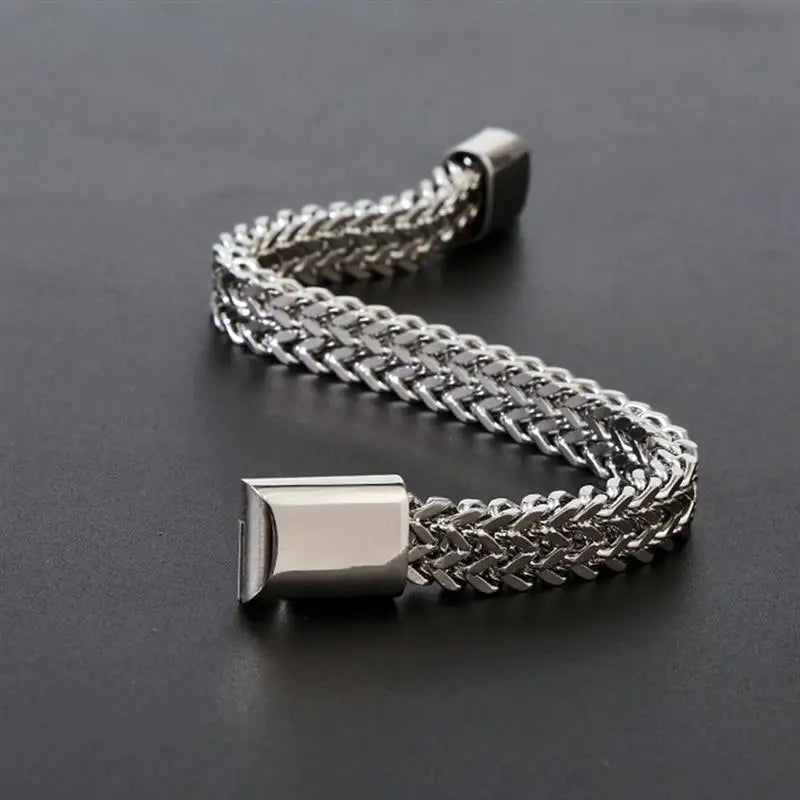 Chunky Retro Cuban Chain Bracelets Stainless Steel Punk Vintage Wristban