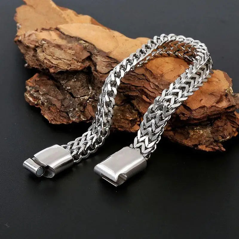 Chunky Retro Cuban Chain Bracelets Stainless Steel Punk Vintage Wristban