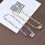 Thick Choker Chain Necklace Punk Letter B Vintage Goth Jewelry Gift