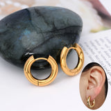 Thick Steel Huggie Hoop Earrings Small Round Jewelry