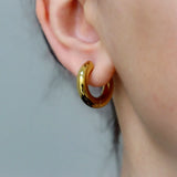 Thick Steel Huggie Hoop Earrings Small Round Jewelry