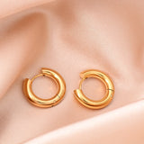 Thick Steel Huggie Hoop Earrings Small Round Jewelry