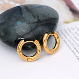 Thick Steel Huggie Hoop Earrings Small Round Jewelry